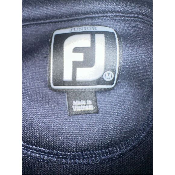 FootJoy Junior Boy's Half Zip Mid Layer Golf Pullover Navy Blue Medium Golf - Picture 2 of 5